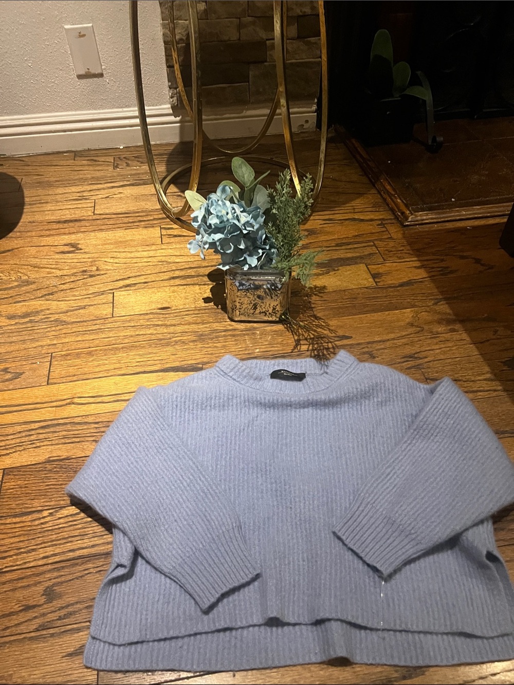 MaxMara Light Blue Ribbed Crewneck Sweater